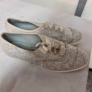 Keds Kate Spade New York Sz. 8.5 Champion Glitter Celebration Sneaker Cream